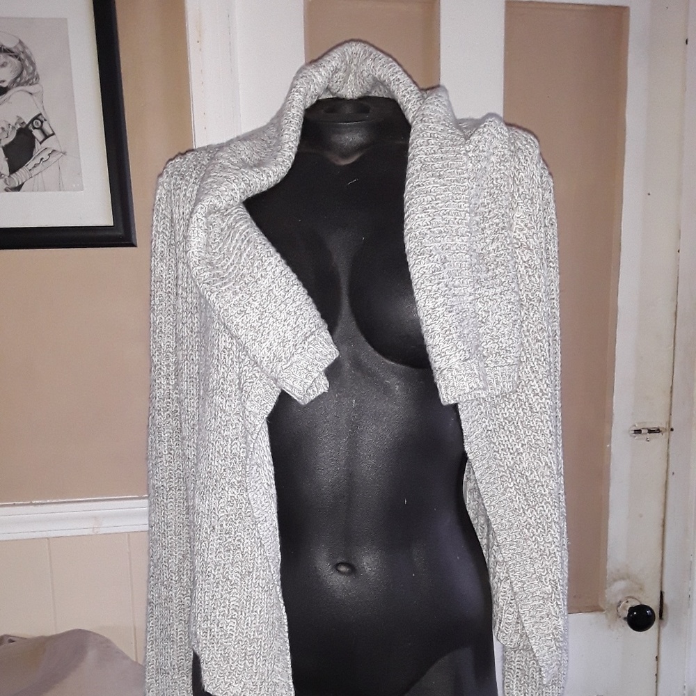 Gray & silver cardigan style sweater